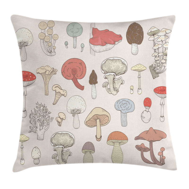 Pastel Various Mushrooms Pillow Cover