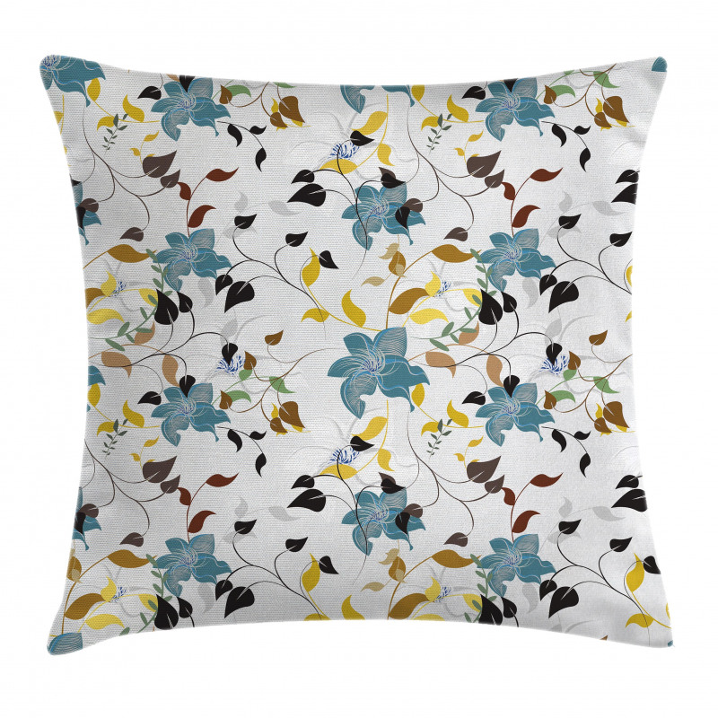 Colorful Flowers Leaf Pillow Cover