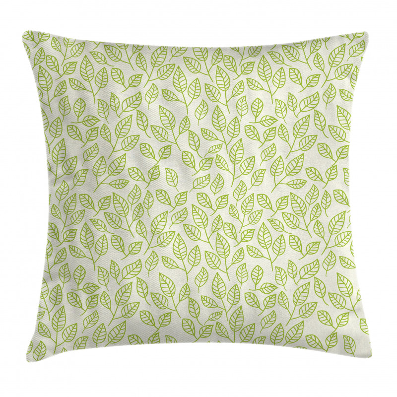 Green Leaves Branches Pillow Cover
