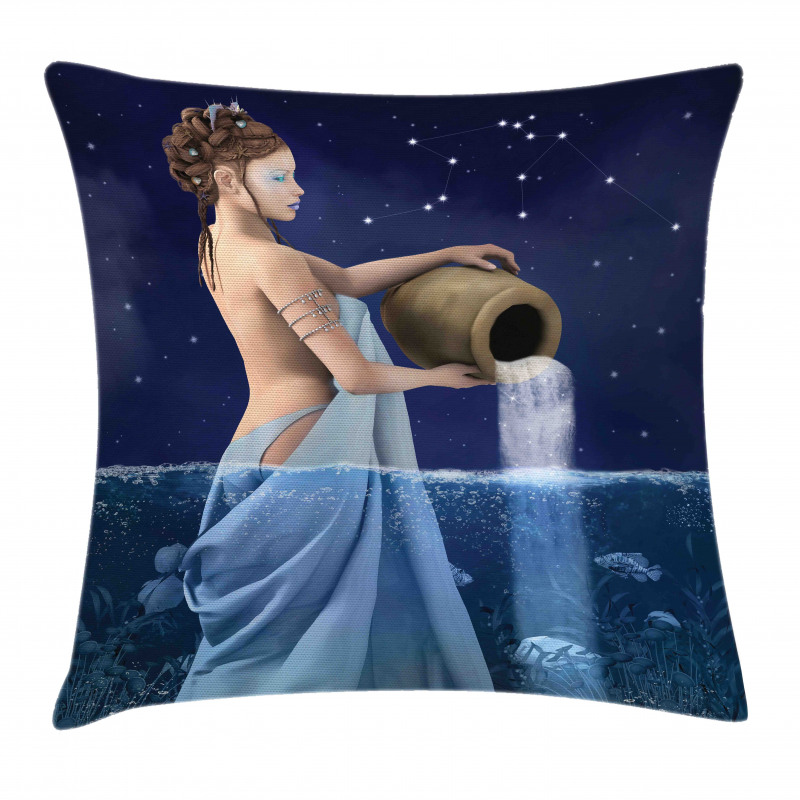 Aquarius Lady with Pail Pillow Cover