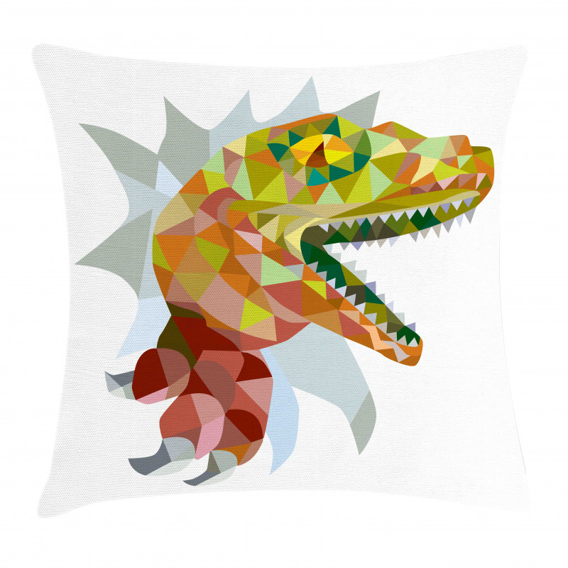 Colorful Mosaic T-rex Pillow Cover