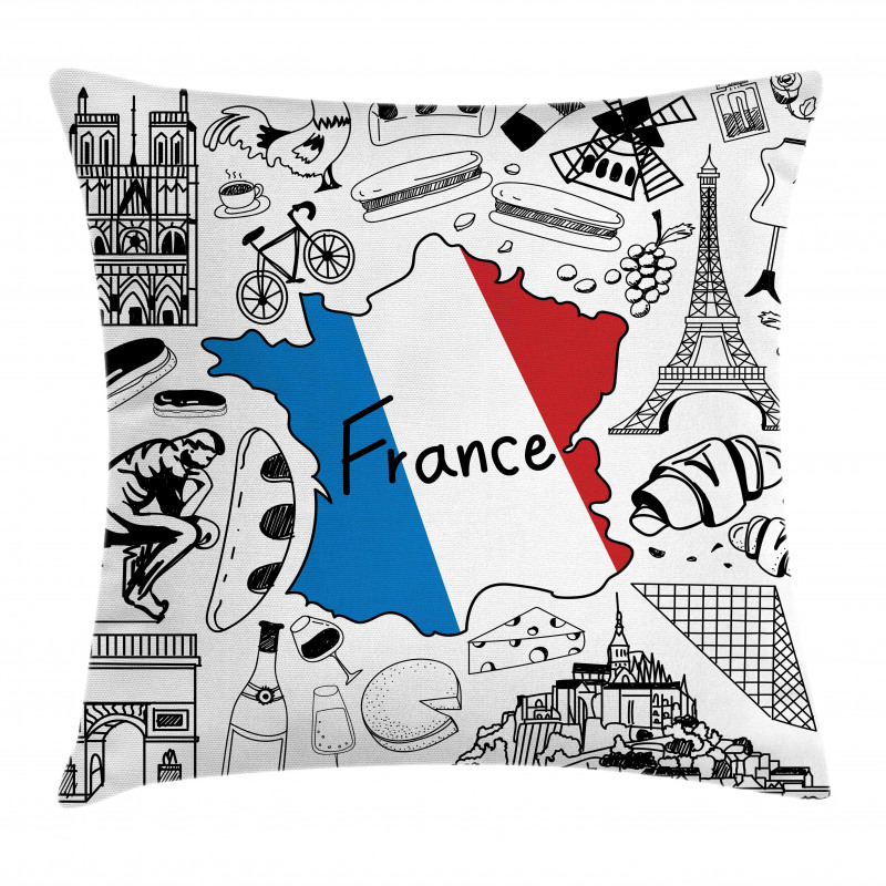 French Culture Pillow Cover