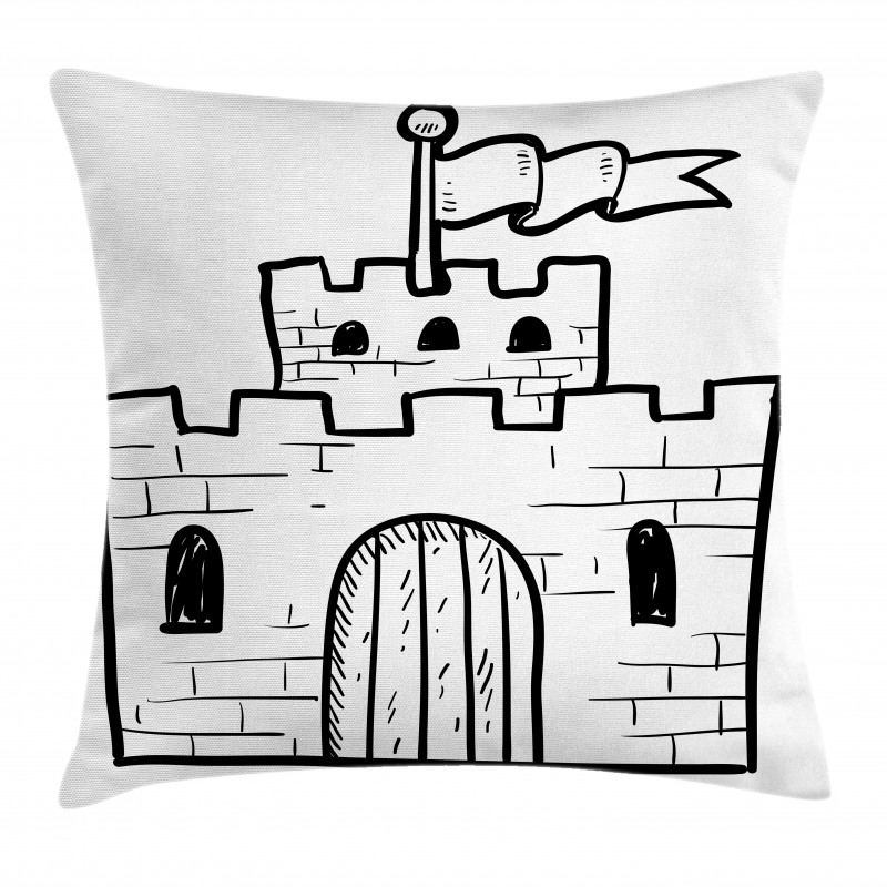 Monochrome Fortress Gate Pillow Cover