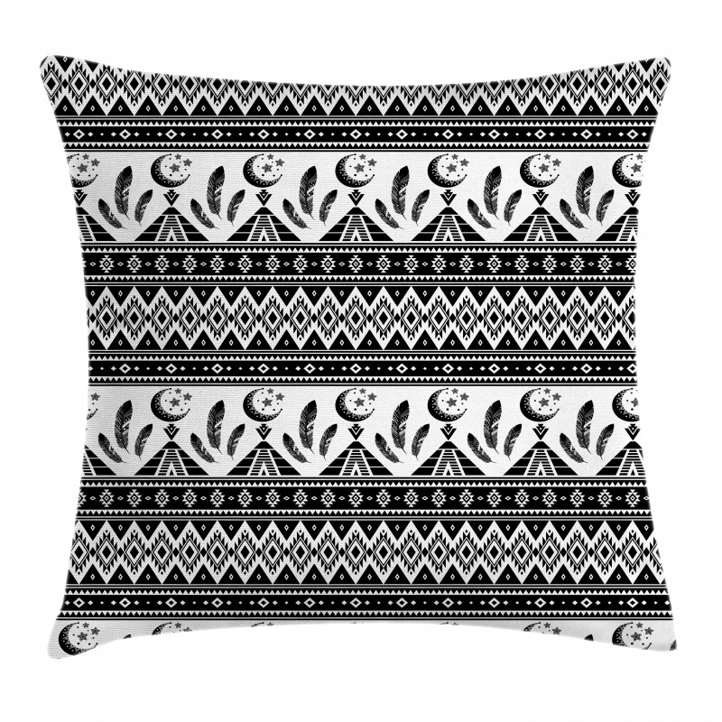 Trippy Moon Feather Pattern Pillow Cover