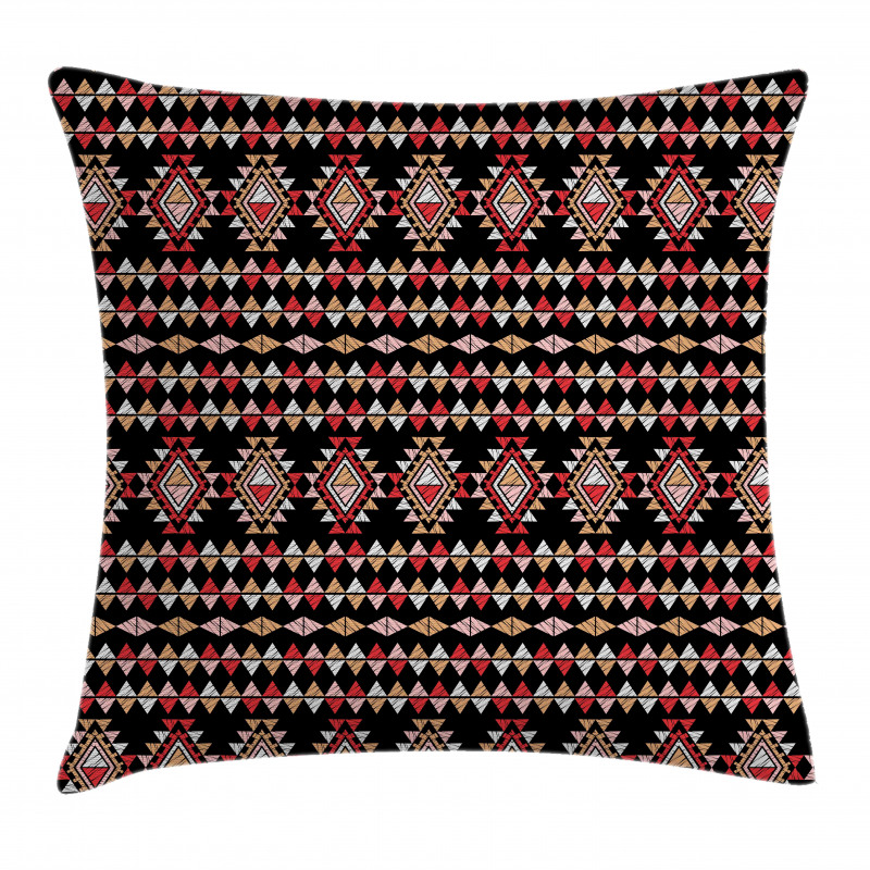 Folk Art Triangles Patchwork Pillow Cover