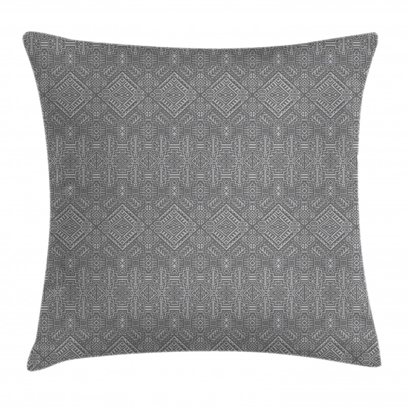 Symmetric Greyscale Motifs Pillow Cover