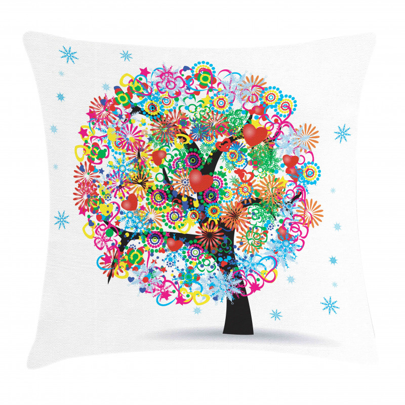 Blooming Flowers Heart Pillow Cover