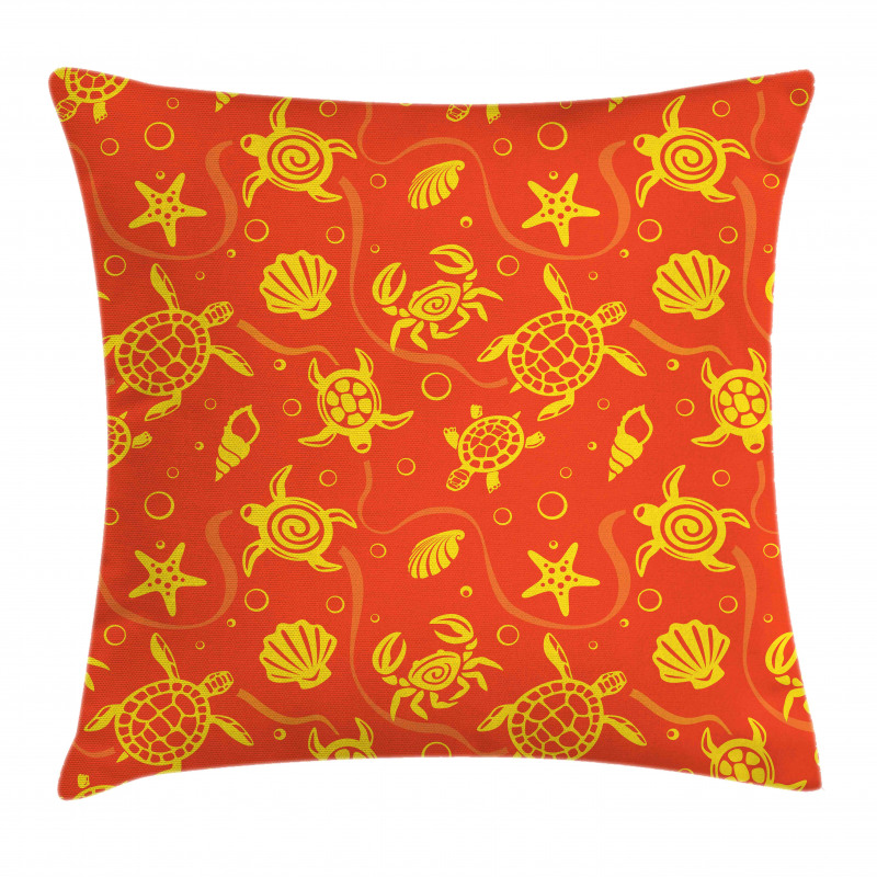 Yellow Turtles Crabs Pillow Cover