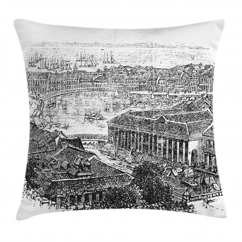 Vintage City Silhouette Pillow Cover