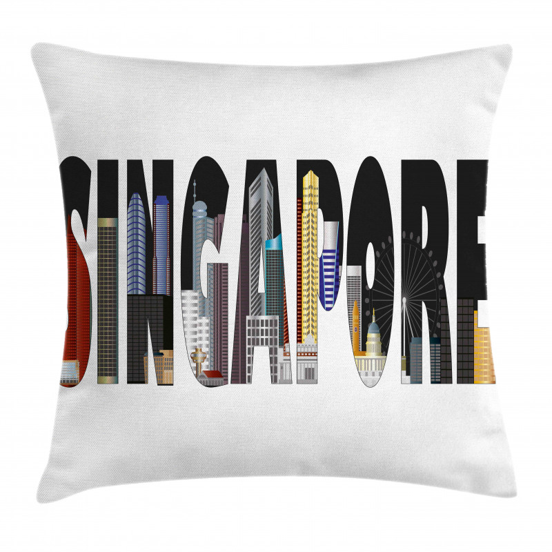 City Skyline in Lettering Pillow Cover