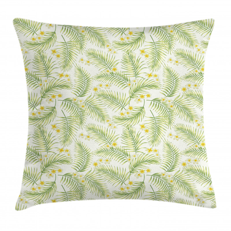 Botanical Plumeria Palm Leaves Pillow Cover