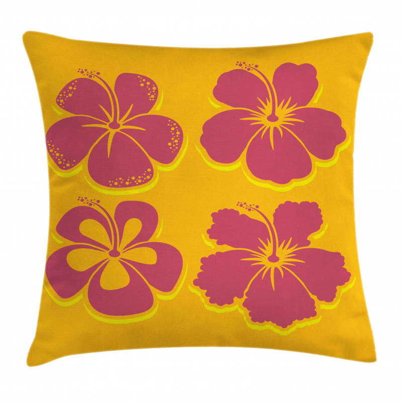 Hibiscus Flower Silhouettes Pillow Cover