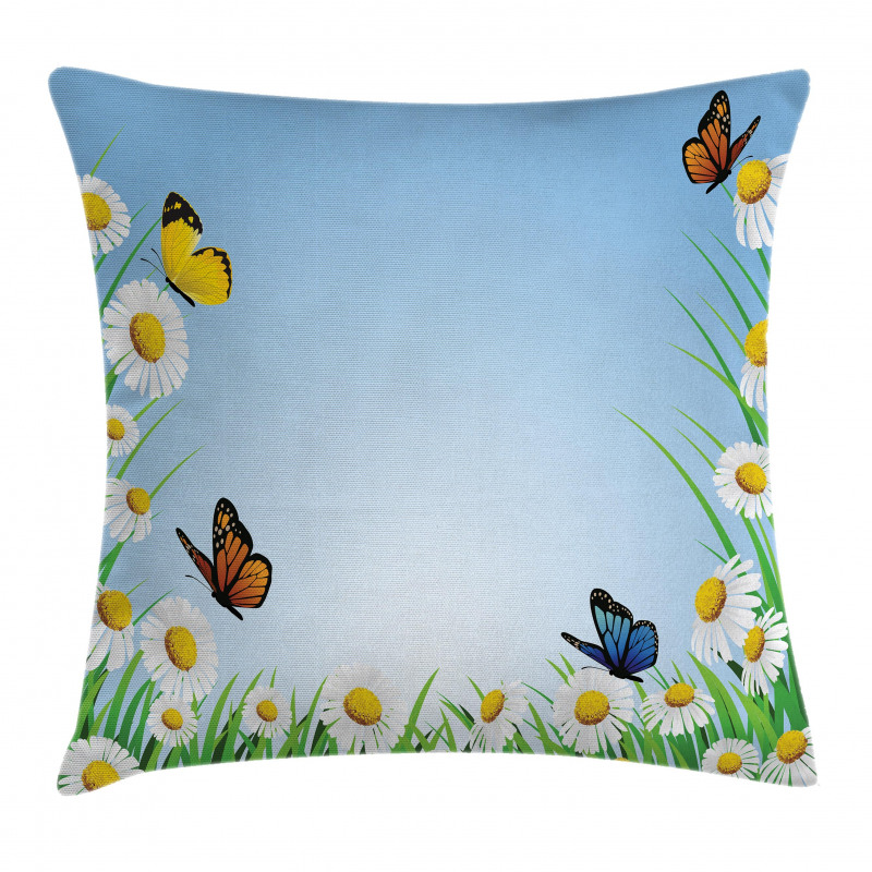 Daisy with Butterflies Pillow Cover