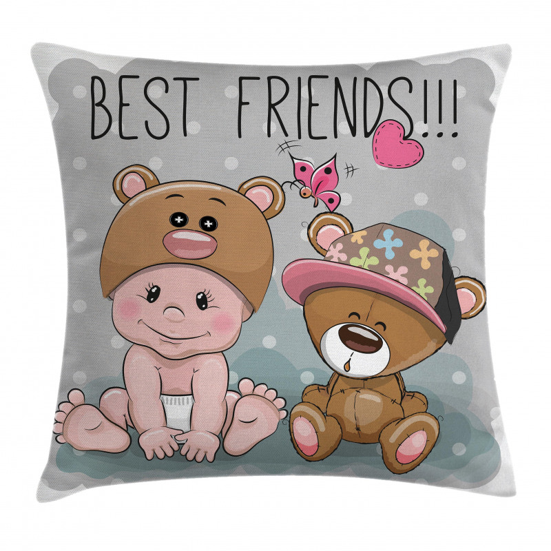 Teddy Bear Butterflies Pillow Cover