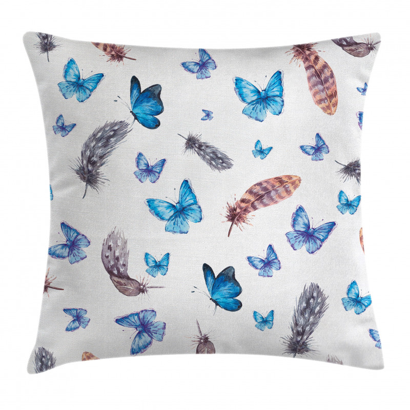 Feathers and Butterfly Pillow Cover