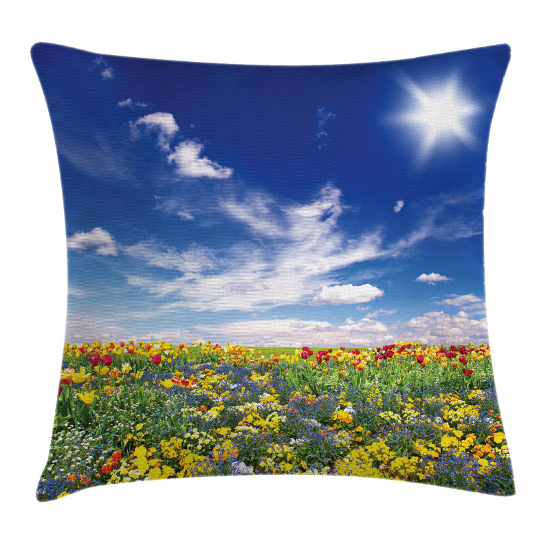 Flowers Cloudy Sky Pillow Cover