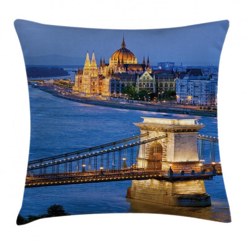 River of Budapest Bridge Pillow Cover
