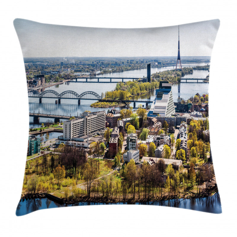 View of Old Riga City Pillow Cover