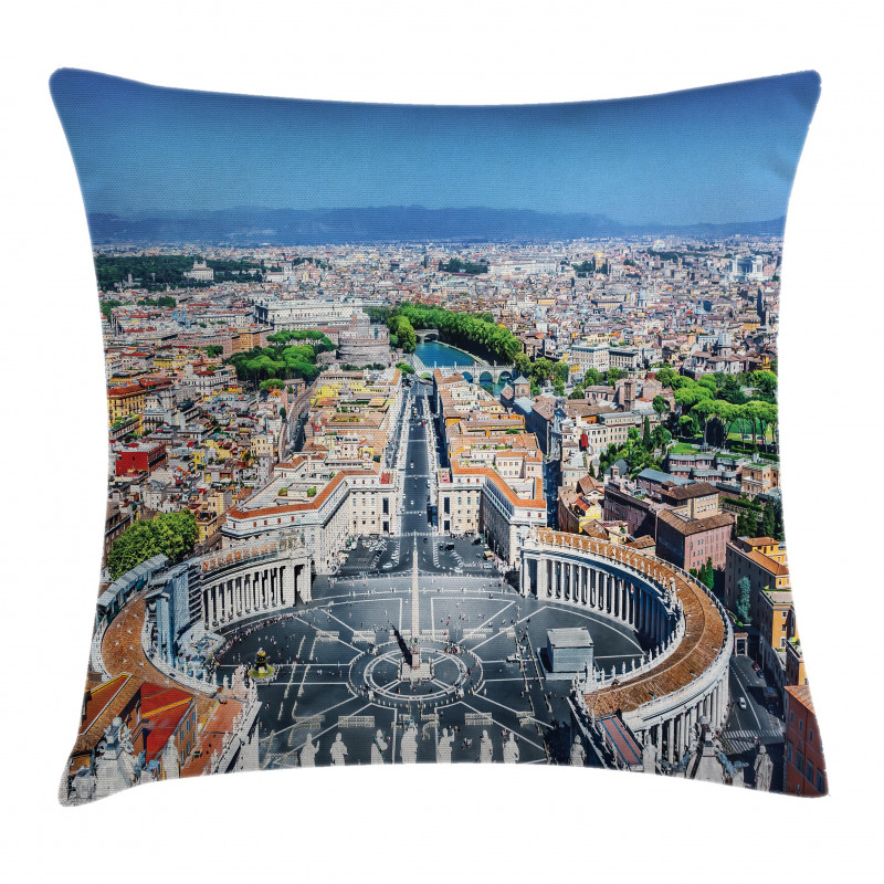 Square in Rome Cityscape Pillow Cover