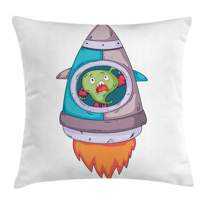 Monster Rocket Space Travel Pillow Cover