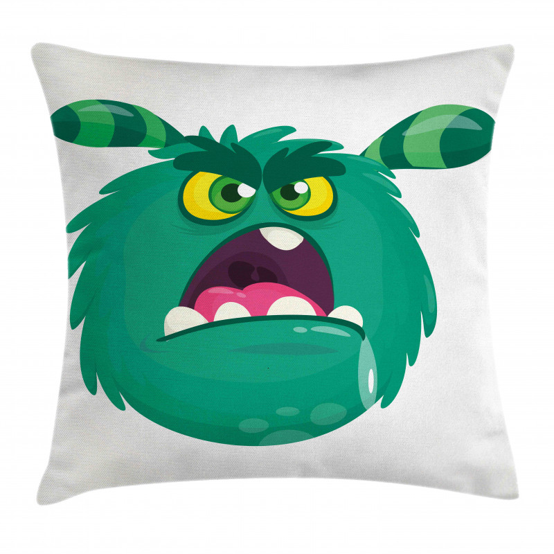 Fluffy Angry Monster Cartoon Pillow Cover