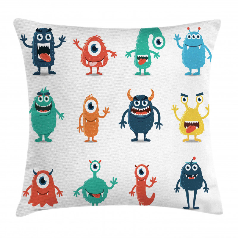 Colorful Monster Graphic Art Pillow Cover