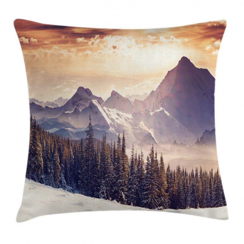 Winter Evening Mountain Pillow Cover