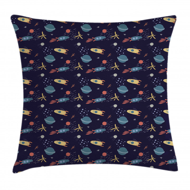 Stars Rockets and Planets Pillow Cover