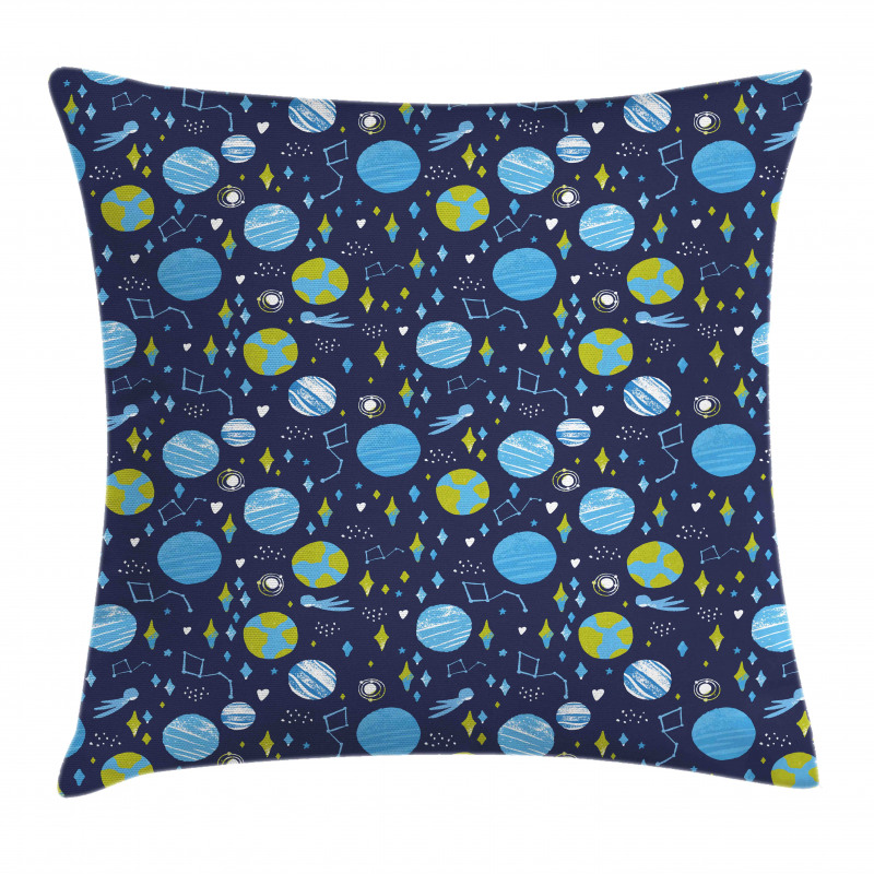 Hand Drawn Flying Elements Pillow Cover