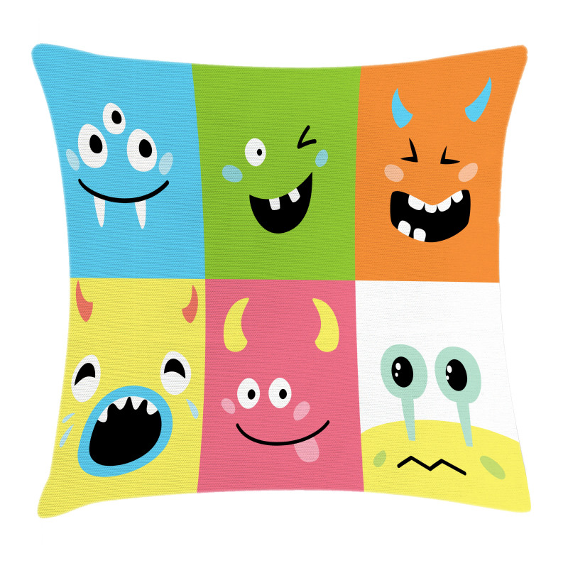 Colorful Blocks Emoticon Pillow Cover