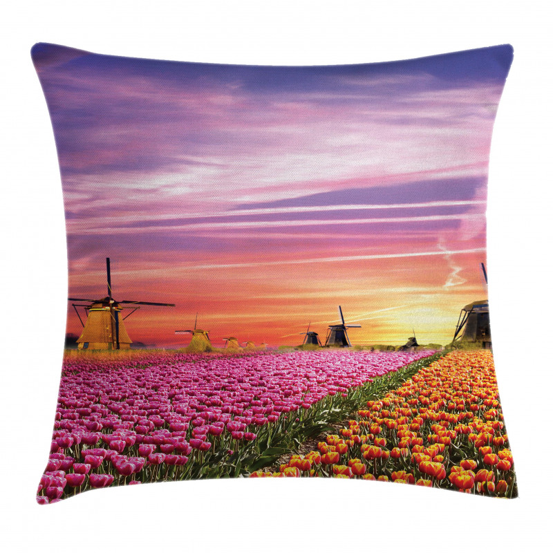 Scenic Tulip Fields Pillow Cover