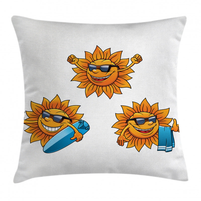 Hippie Surfboards Sun Pillow Cover