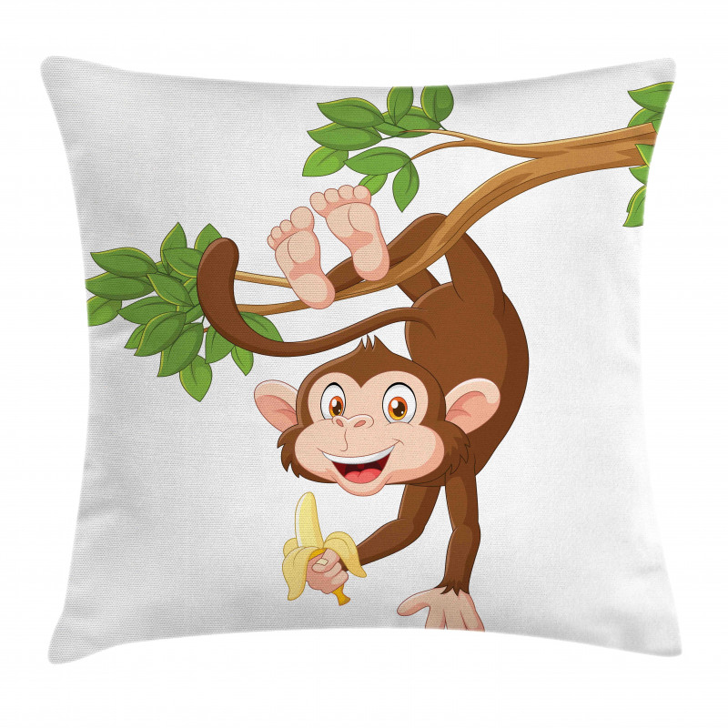 Monkey with Banana Tree Pillow Cover