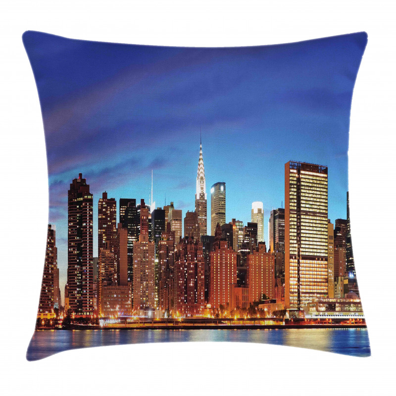 Manhattan Town Panorama Pillow Cover