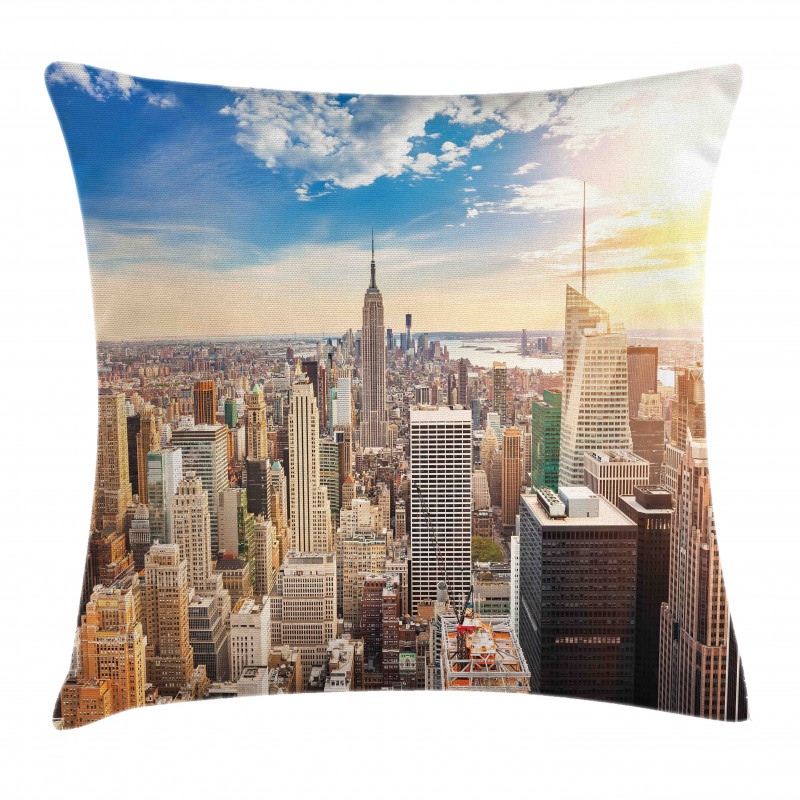 Sunset Urban Aerial Photo Pillow Cover