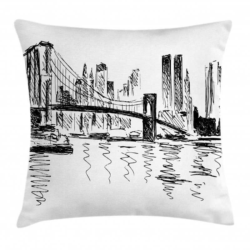 Buildings Bridge River Pillow Cover