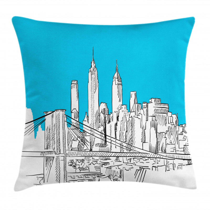 Pencil Drawn Brooklyn Pillow Cover