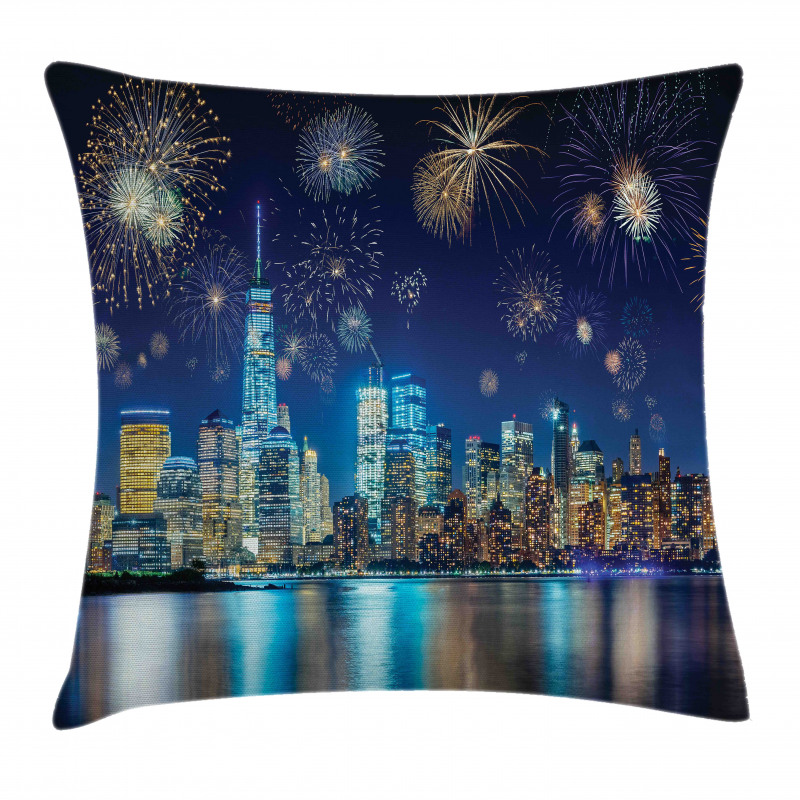 New Year Night Fireworks Pillow Cover