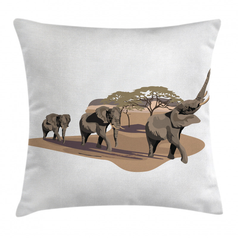 Elephants on Savannah Pillow Cover
