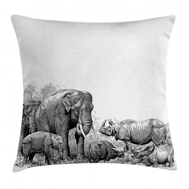 Elephants Pillow Cover