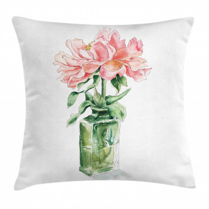 Rose Flower Drawing in Vase Pillow Cover