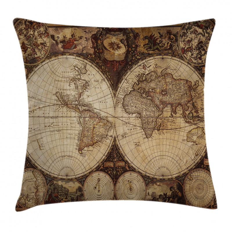 Historic Old Atlas Pillow Cover