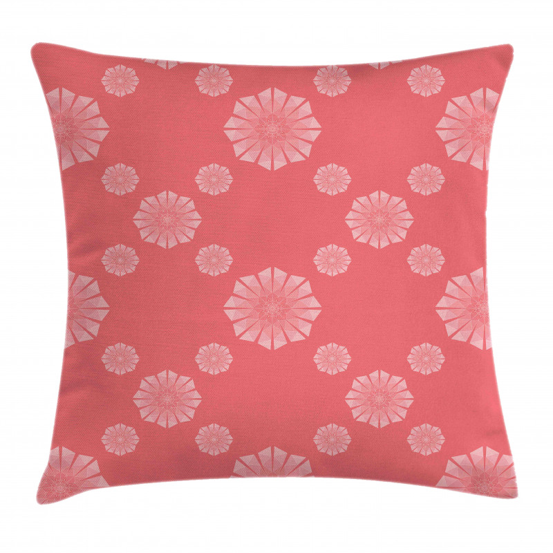 Monotone Polygon Flowers Pillow Cover