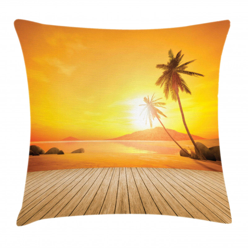 Wooden Deck Sunset Pillow Cover