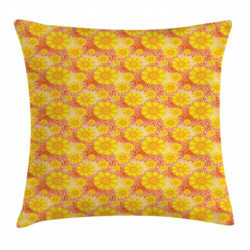 Retro Style Flowers Top View Pillow Cover