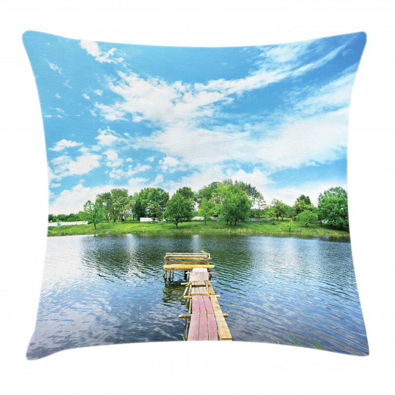 Wooden Dock over Lake Pillow Cover
