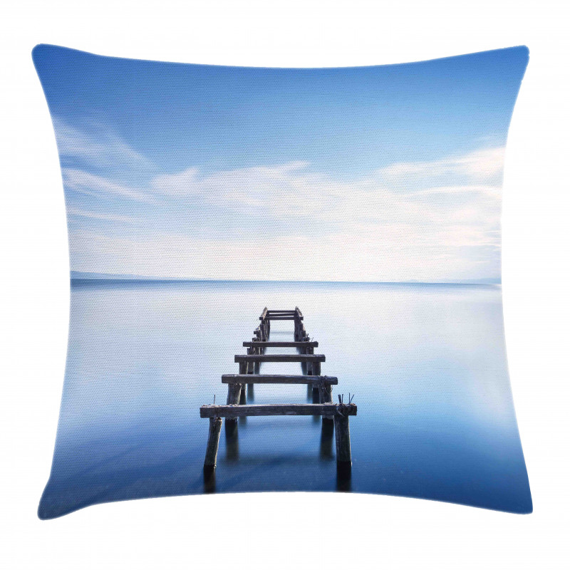Old Jetty Blue Sky Pillow Cover