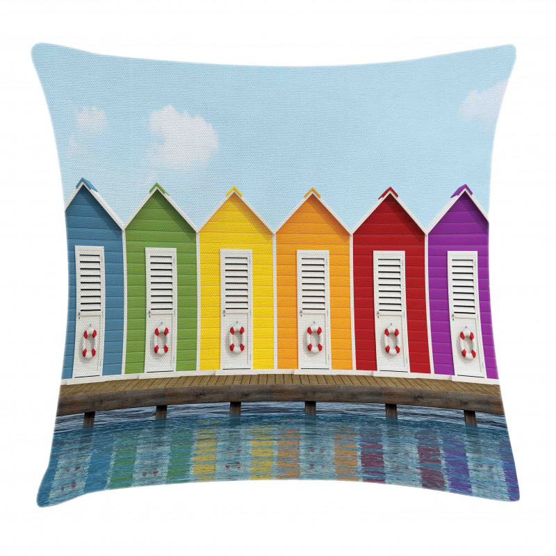 Colorful Cabins Sea Pillow Cover