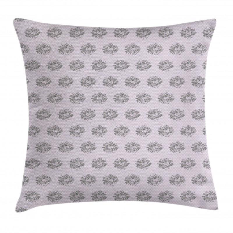 Hand Drawn Flowers and Dots Pillow Cover