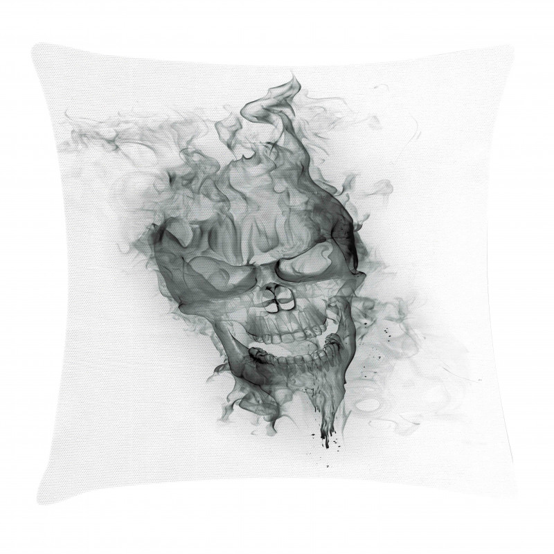Smoky Skull Grungy Art Pillow Cover
